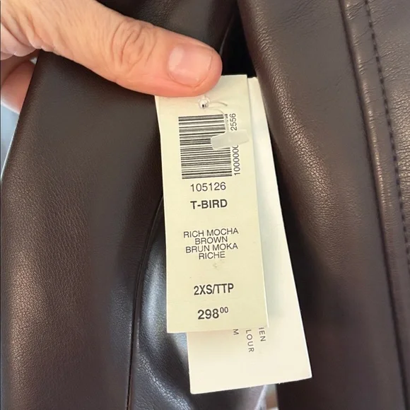 Wilfred dark plum colour vegan Leather Biker Jacket - Picture 2 of 2